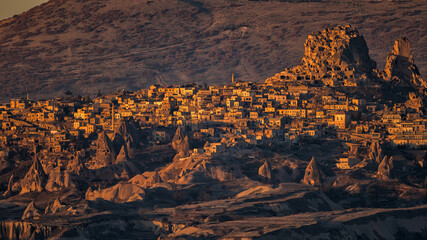 Amazing view of the city of Uchisar, Cappadocia, Turkey