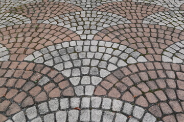 GRAY AND RED tiles of footpath design for decoration concept