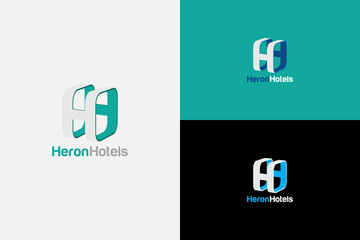 Letter H looped as a building vector logo template for hotels and resorts