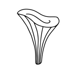 Little Mushroom simple cute vector doodle autumn  illustration in cartoon style, one line, black color isolated on white background, single hand drawn element for design.