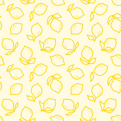 Seamless pattern with hand drawn lemons