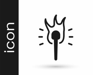 Black Torch flame icon isolated on white background. Symbol fire hot, flame power, flaming and heat. Vector
