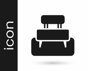 Black Bench icon isolated on white background. Vector