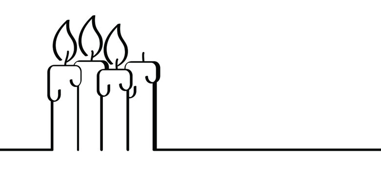 first, second or fourth advent day. Candle day on 11 december. Light fire lamp. Drawing, burning candle flame Vector pictogram. Earth hour, burning memorial candles, Old candlestick. Christmas xmas. 