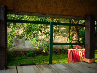 hammock sleeping net in country house garden