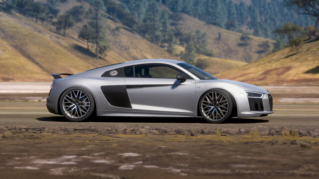 Audi R8 V10 panning- 3D illustration, 27th Nov, 2021, Sao Paulo, Brazil