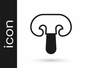 Black Mushroom icon isolated on white background. Vector