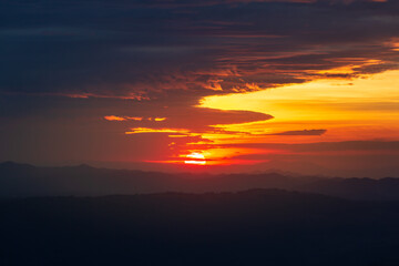 mountains and sky at sunrise,Early morning in a mountain