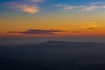 mountains and sky at sunrise,Early morning in a mountain