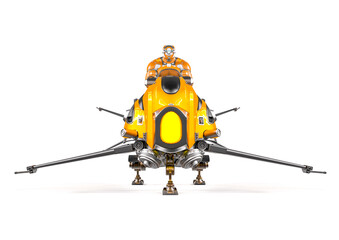 future soldier is riding a bike in white background front view