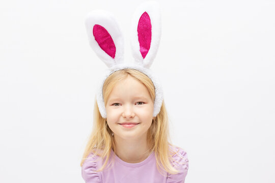 Cute little girl wearing bunny ears