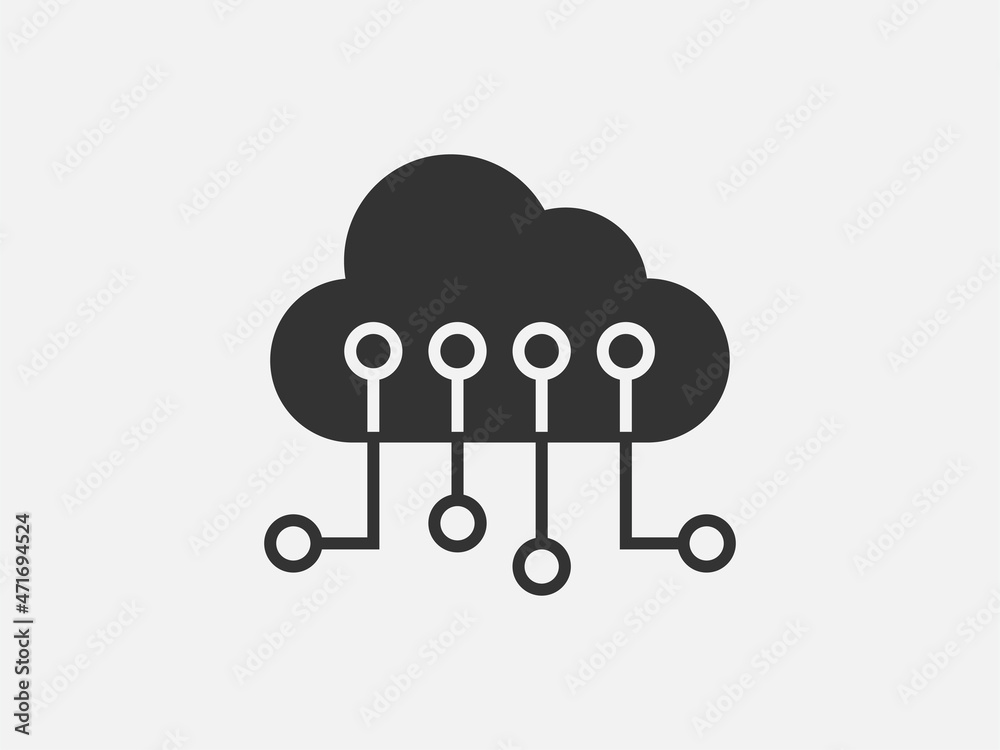 Poster technology icon vector cloud computing connection. big data global server. line design symbol.