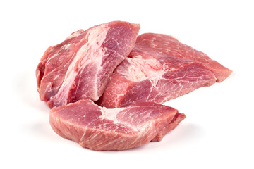 Pork shoulder meat, isolated on white background.
