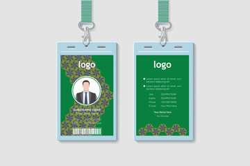 Simple Business  Office Vertical Double-sided ID Card Design Template. Flat Identity Card Design Vector Illustration