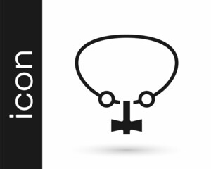 Black Necklace with gem icon isolated on white background. Vector