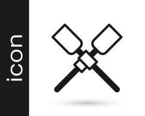 Black Oars or paddles boat icon isolated on white background. Vector