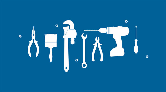 sfondo, icone, attrezzi, lavoro, manutenzione, bricolage