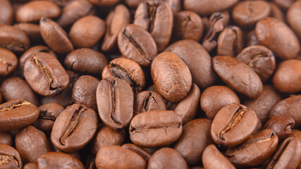Coffee beans pattern macro. Photo espresso caffeine