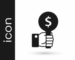 Black Hand holding auction paddle icon isolated on white background. Bidding concept. Auction competition. Hands rising signs with BID inscriptions. Vector