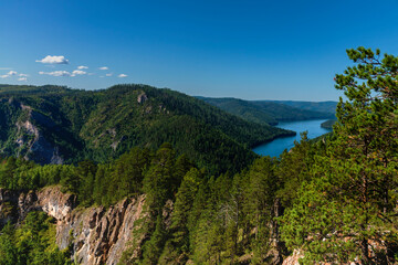 Fototapeta na wymiar Biryusinsky Bay from a high mountain