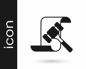 Black Auction hammer icon isolated on white background. Gavel - hammer of judge or auctioneer. Bidding process, deal done. Auction bidding. Vector