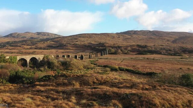 Aerial view of the Owencarrow Railway Viaduct by Creeslough in County Donegal - Ireland
