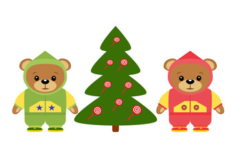 Naklejka premium Toy bear, in a flat style. Isolated on white background vector illustration bear