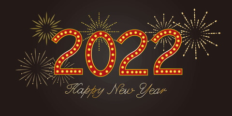 New year illustration on black background. Happy new year vector for banner, card, frame, template and graphic design. Vector illustration. 2022 New year.