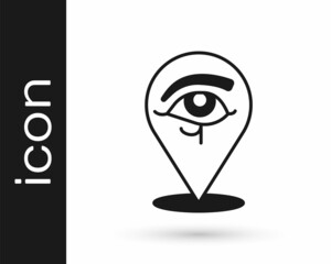 Black Eye of Horus icon isolated on white background. Ancient Egyptian goddess Wedjet symbol of protection, royal power and good health. Vector