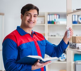 Man working in the postal warehouse