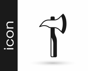 Black Firefighter axe icon isolated on white background. Fire axe. Vector