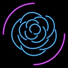 rose neon sign, modern glowing banner design, colorful modern design trends. Vector illustration.
