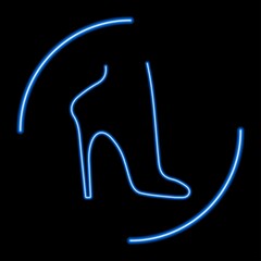 womens shoes neon sign, modern glowing banner design, colorful modern design trends. Vector illustration.