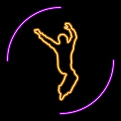 human silhouette neon sign, modern glowing banner design, colorful modern design trends. Vector illustration.