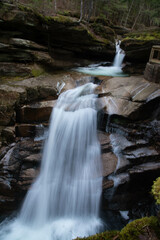Waterfall and Blue Swimming Hole in White Mountains New Hampshire