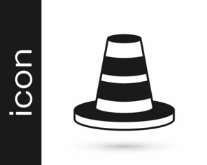 Black Traffic cone icon isolated on white background. Vector