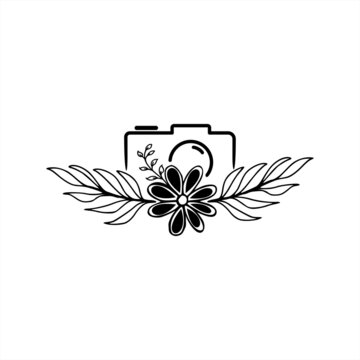 Botanical photography logo, Flowers photography logo vector, watercolor photography