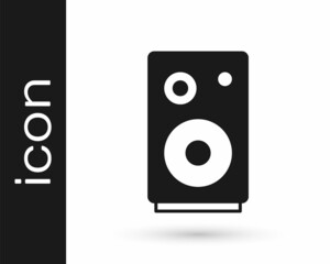 Black Stereo speaker icon isolated on white background. Sound system speakers. Music icon. Musical column speaker bass equipment. Vector