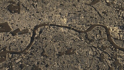 city map. 3d map of. city from above 3d illustration. Vertical poster map.
