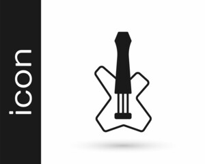 Black Electric bass guitar icon isolated on white background. Vector