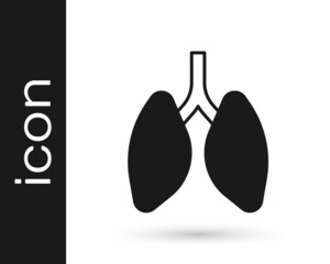 Black Lungs icon isolated on white background. Vector
