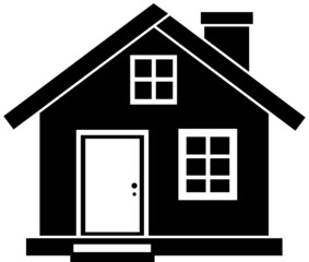 House icon, black silhouette. Highlighted on a white background. Vector illustration. A series of business icons.