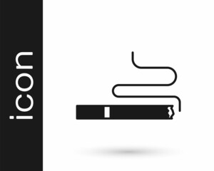 Black Cigarette icon isolated on white background. Tobacco sign. Smoking symbol. Vector