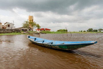 Fototapeta premium Pirogue or boat in Ganvié, Benin on Lake Nokoue. 