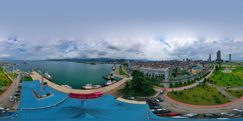 Fototapeta na wymiar Batumi, Georgia - October 21, 2021: 360 panorama of the seaport
