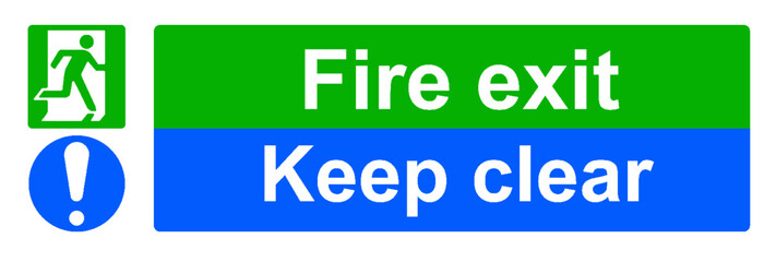Fire exit keep clear of obstructions sign