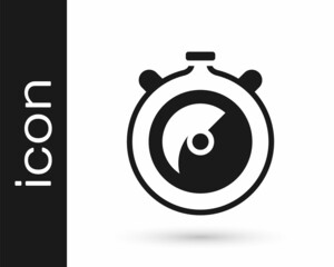 Black Stopwatch icon isolated on white background. Time timer sign. Chronometer sign. Vector