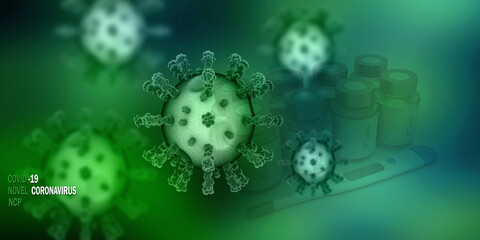 3d render Corona virus microscopic view


