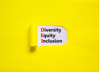 Diversity, equity, inclusion DEI symbol. Words DEI, diversity, equity, inclusion appearing behind...