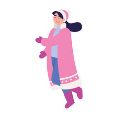 woman with pink coat